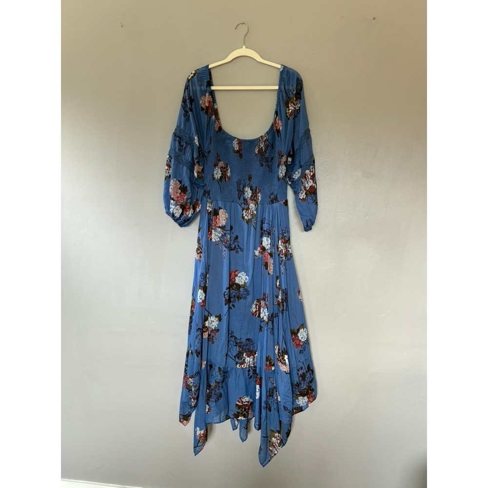 M Free People Adella Floral Smocked Dress Boho Festival ForestFairy CottageCore